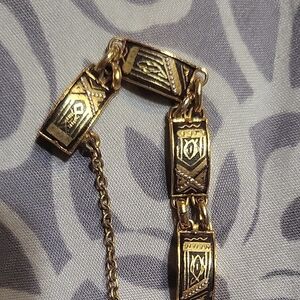Vintage Gold Tone Geometric Bracelet